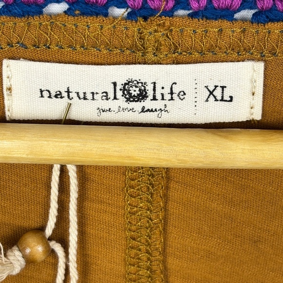 Natural Life Women LongSleeve Cotton Boho T-Shirt Crochet XL Bohemian NWT Hippie - Picture 2 of 11